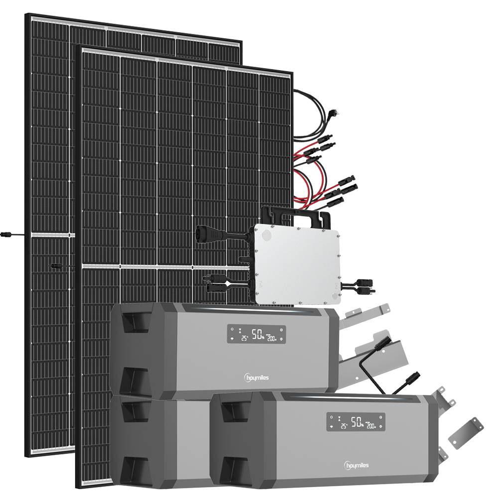 5,76 kWh 940W HiBattery HB-1920 Speichersystem Doppelglas Solarmodule inkl. Hoymiles HMS-800W-2T Wechselrichter 1-phasig