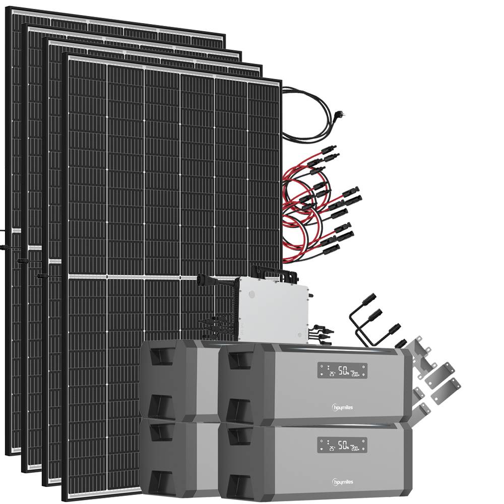 7,68 kWh 1880W HiBattery HB-1920 Speichersystem Doppelglas Solarmodule inkl. Hoymiles HMS-1600-4T Wechselrichter 1-phasig