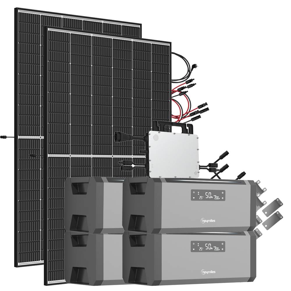 7,68 kWh 940W HiBattery HB-1920 Speichersystem Doppelglas Solarmodule inkl. Hoymiles HMS-800W-2T Wechselrichter 1-phasig