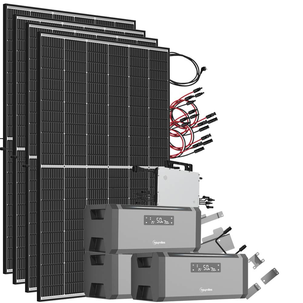 5,76 kWh 1880W HiBattery HB-1920 Speichersystem Doppelglas Solarmodule inkl. Hoymiles HMS-1600-2T WR 1-phasig