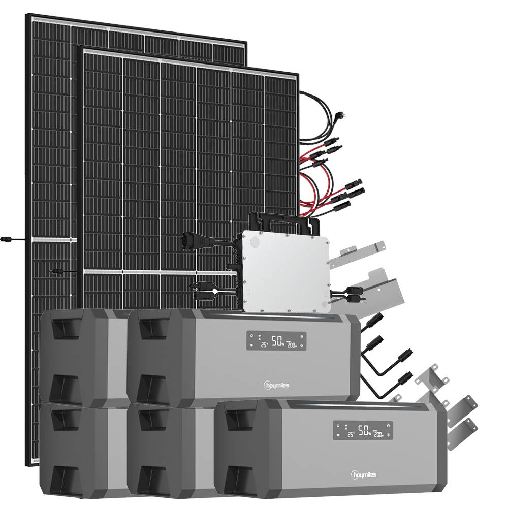 9,60 kWh 940W HiBattery HB-1920 Speichersystem Doppelglas Solarmodule inkl. Hoymiles HMS-800W-2T Wechselrichter 1-phasig