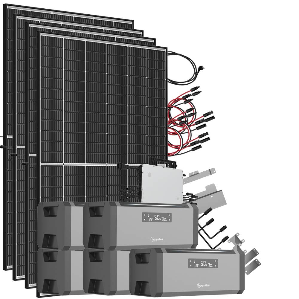 9,60 kWh 1880W HiBattery HB-1920 Speichersystem Doppelglas Solarmodule inkl. Hoymiles HMS-1600-4T Wechselrichter 1-phasig