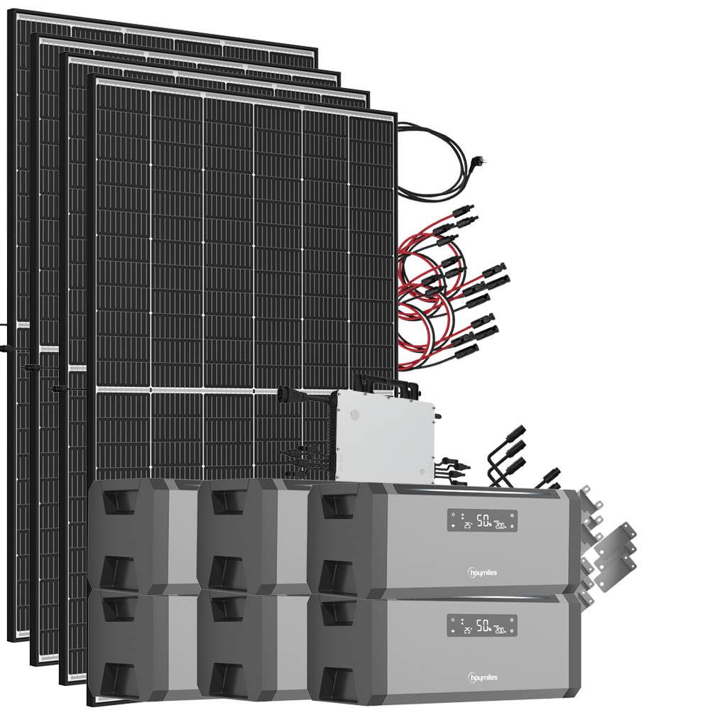 11,52 kWh 1880W HiBattery HB-1920 Speichersystem Doppelglas Solarmodule inkl. Hoymiles HMS-1600-4T Wechselrichter 1-phasig