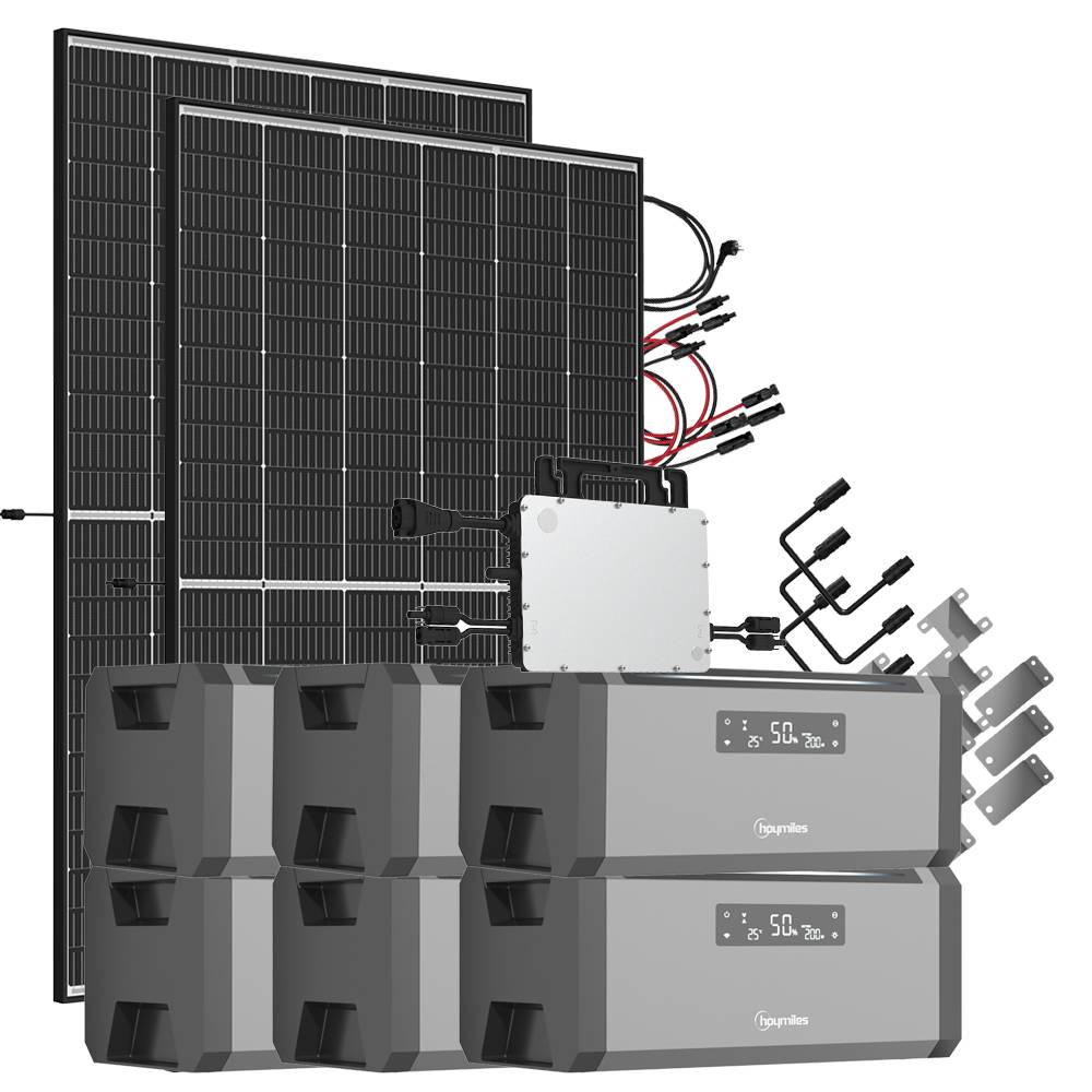11,52 kWh 940W HiBattery HB-1920 Speichersystem Doppelglas Solarmodule inkl. Hoymiles HMS-800W-2T WR 1-phasig