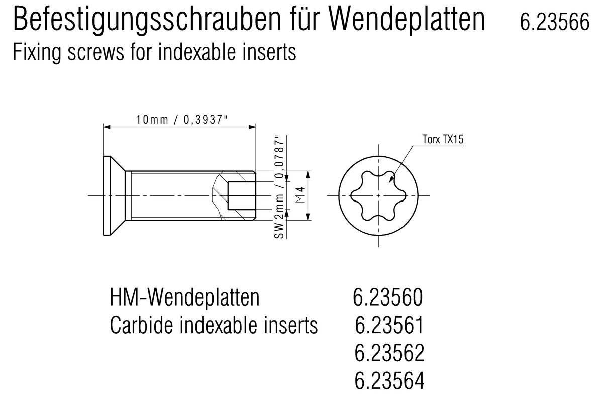 10 Befestigungsschrauben für Wendeplatten (623566000)