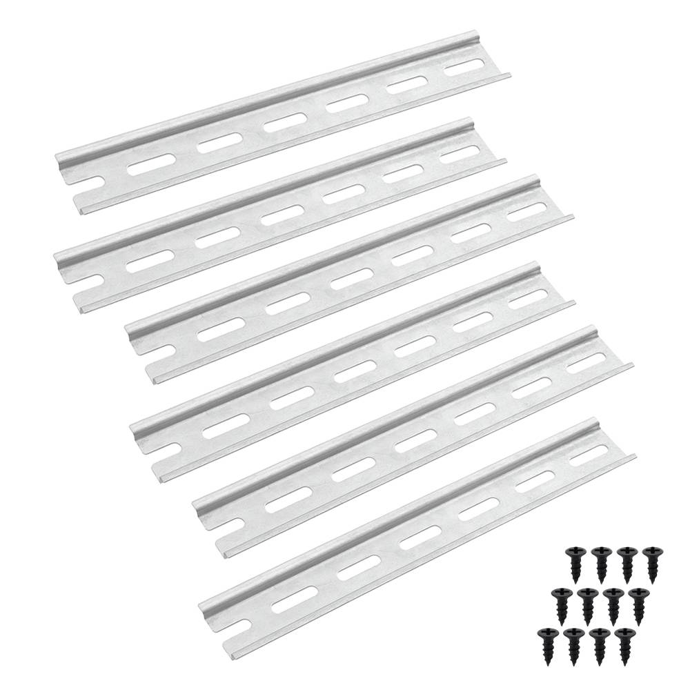 Offgridtec 6-tlg. Alu DIN-Schienen-Set – 6x20 cm, 35 mm breit, 7,5 mm hoch, 1,2 mm stark, Schaltschrank