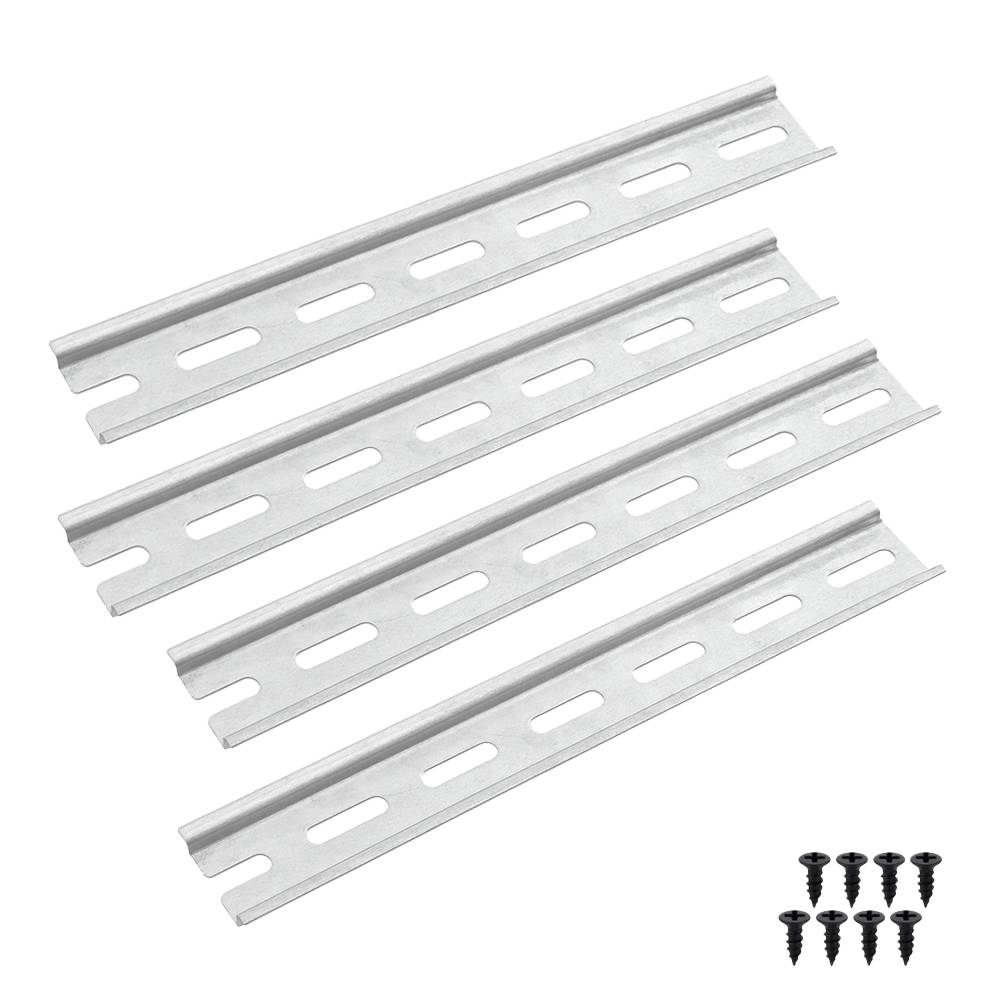 Offgridtec 4-tlg. Alu DIN-Schienen-Set – 4x20 cm, 35 mm breit, 7,5 mm hoch, 1,2 mm stark, Schaltschrank