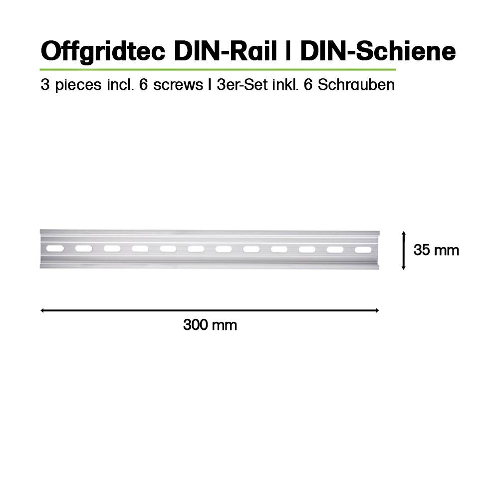 Offgridtec DIN-Schiene 30cm, 3er-Set inkl. 6 Schrauben