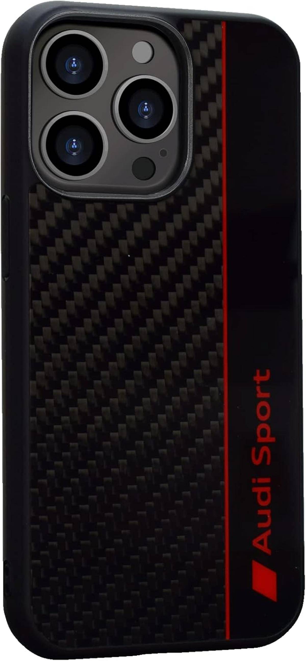 Audi Sport Handyhülle iPhone 15 Pro Max Stoßabsorbierende Hülle schwarz Carbon