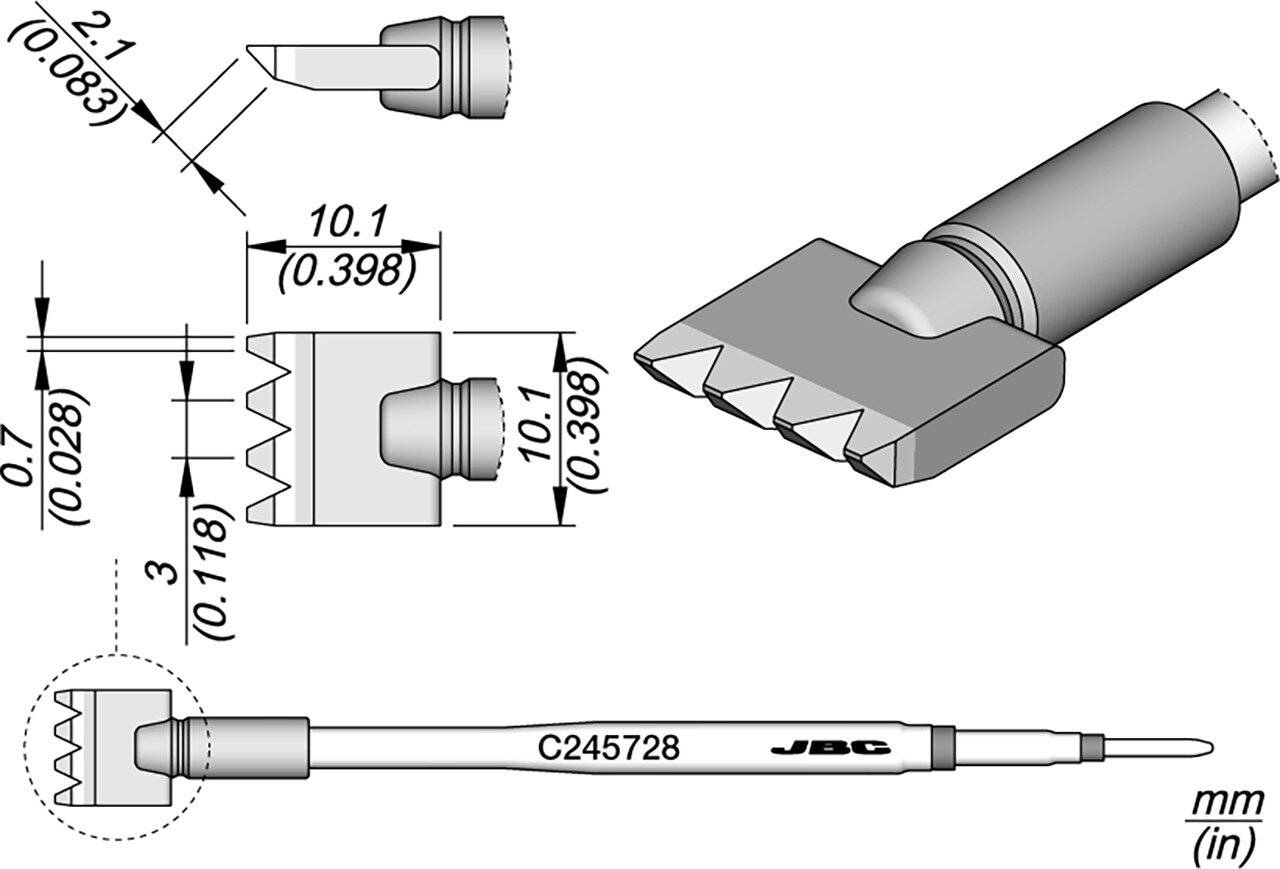 Lötspitze, abgeschrägt, abgewinkelt, 2,1 mm, C245728