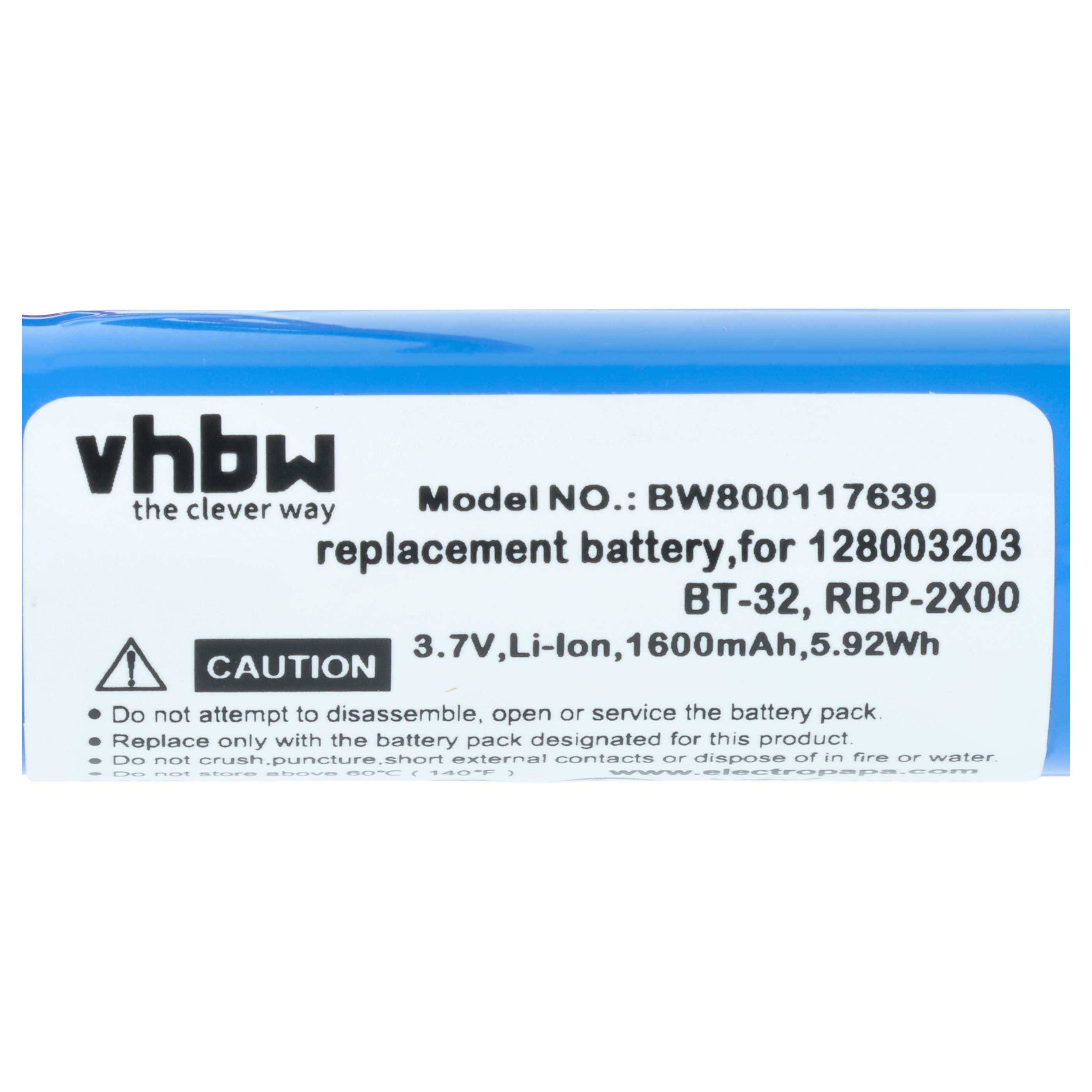vhbw 2x Akku kompatibel mit Datalogic QBT2131 | QM2400 Barcodescanner POS (1600 mAh, 3,7 V, Li-Ion)