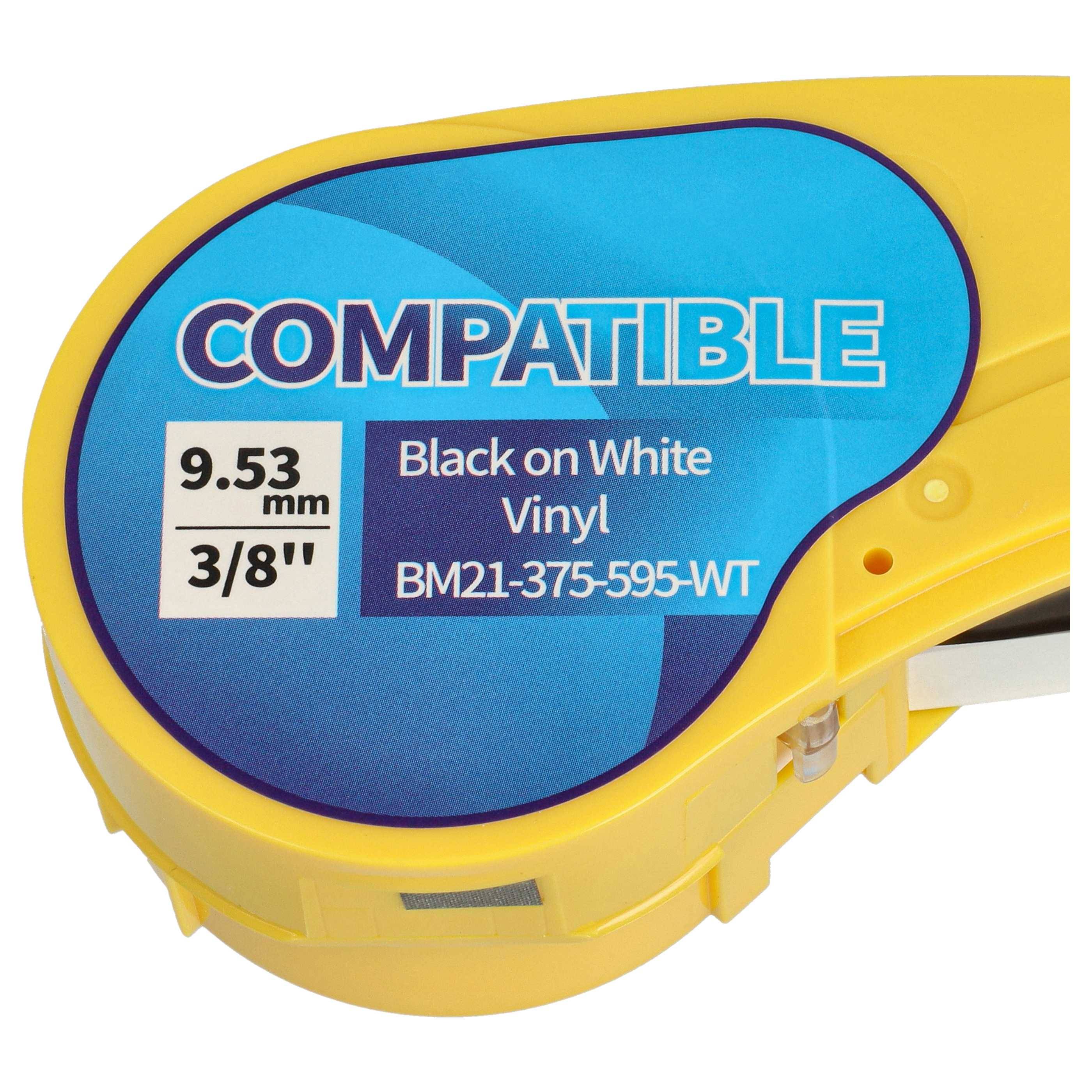 vhbw 2x Schriftband-Kassette Ersatz für Brady M21-375-595-WT für Etiketten-Drucker 6,4m x 9,35mm Schwarz auf Weiß, Vinyl