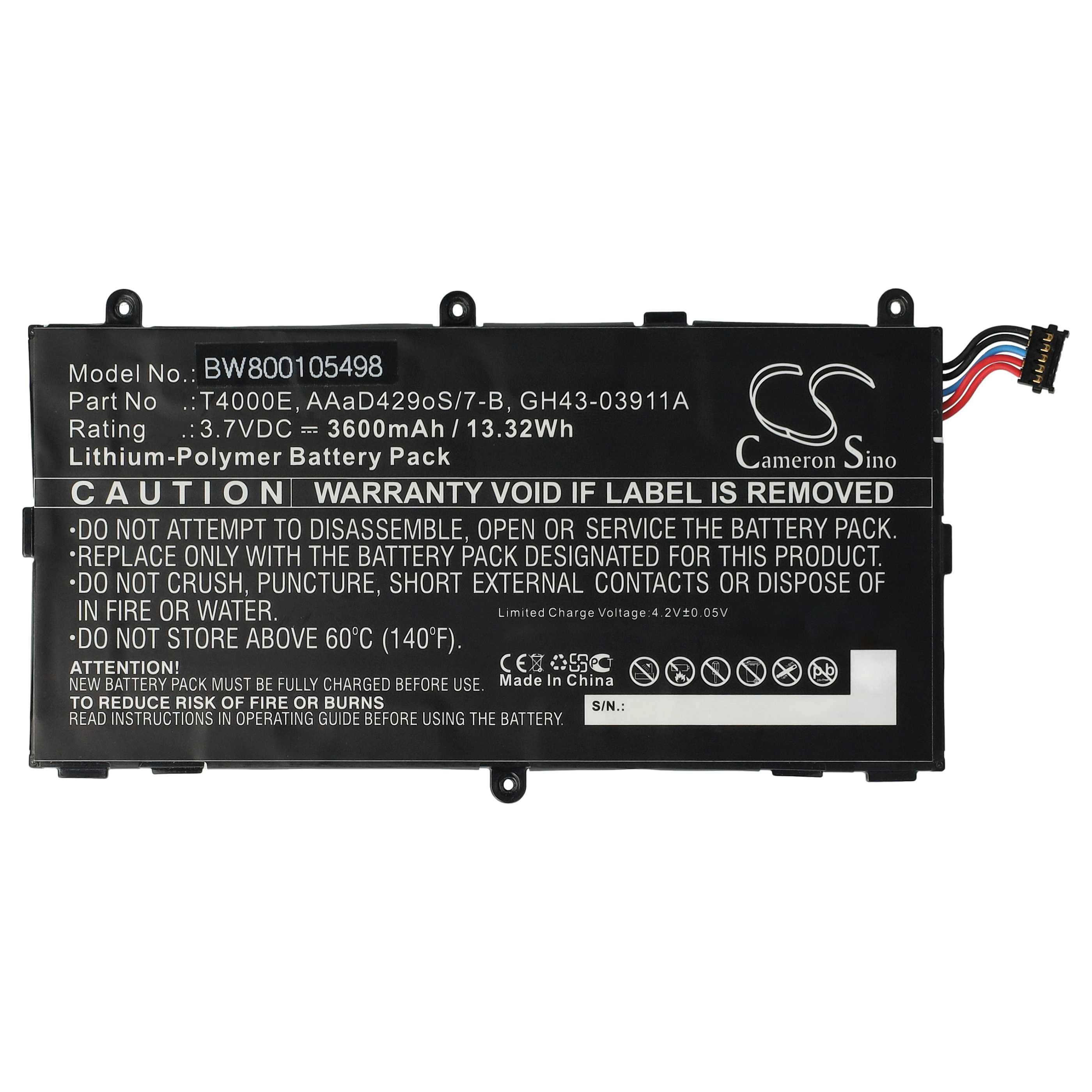 vhbw Akku Ersatz für Samsung AAaD429oS/7-B, T4000E für Tablet Pad (3600 mAh, 3,7 V, Li-Polymer)