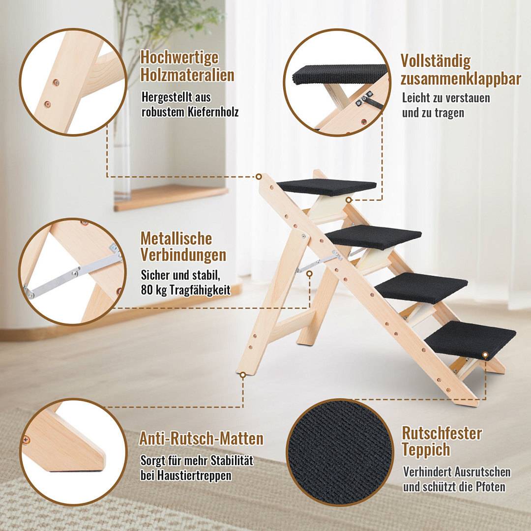 Hundetreppe Hunderampe 2 in 1 Faltbar Einstiegshilfe Tiertreppe Tierrampe Haustiertreppe Rampe Einstieghilfe