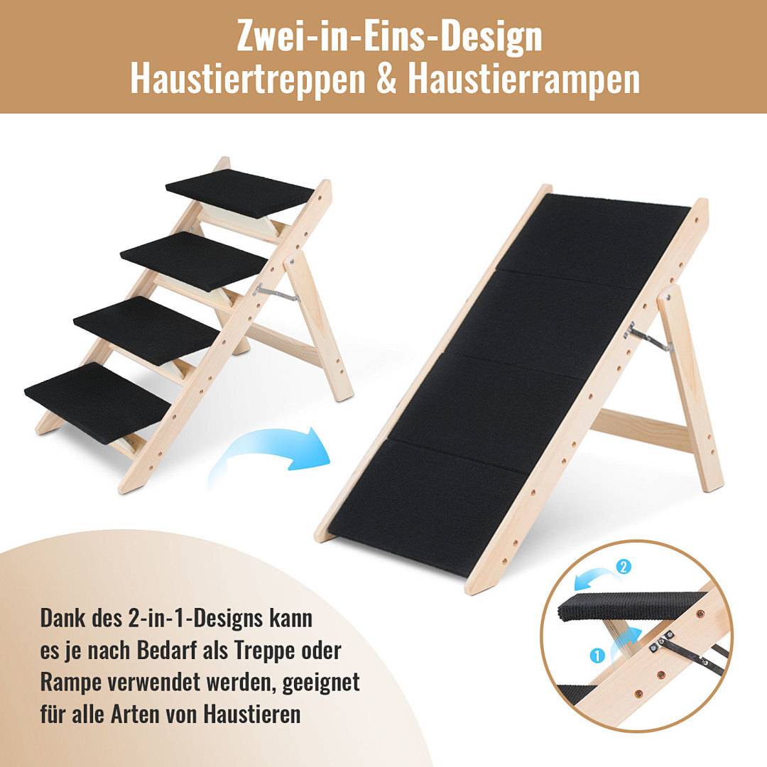 Hundetreppe Hunderampe 2 in 1 Faltbar Einstiegshilfe Tiertreppe Tierrampe Haustiertreppe Rampe Einstieghilfe