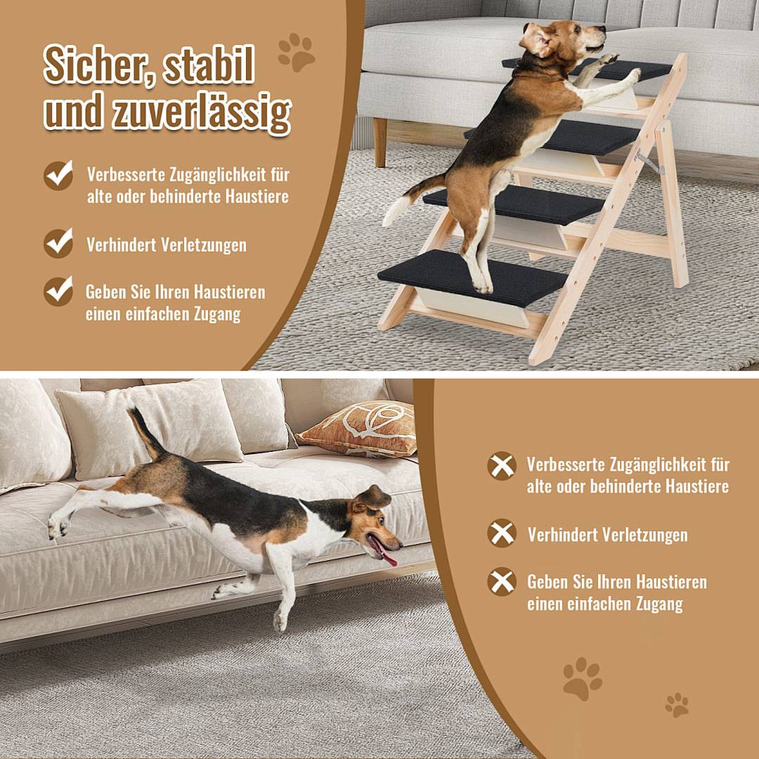 Hundetreppe Hunderampe 2 in 1 Faltbar Einstiegshilfe Tiertreppe Tierrampe Haustiertreppe Rampe Einstieghilfe