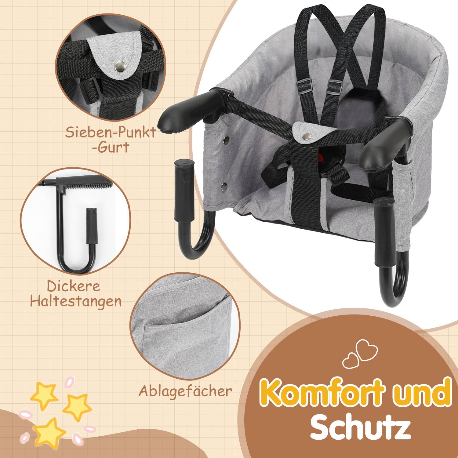 Tischsitz Faltbarer Sitzerhöhung Babysitz Hochstuhl Tisch Kinderhochstuhl Kindersitz Sitz Stuhlsitz