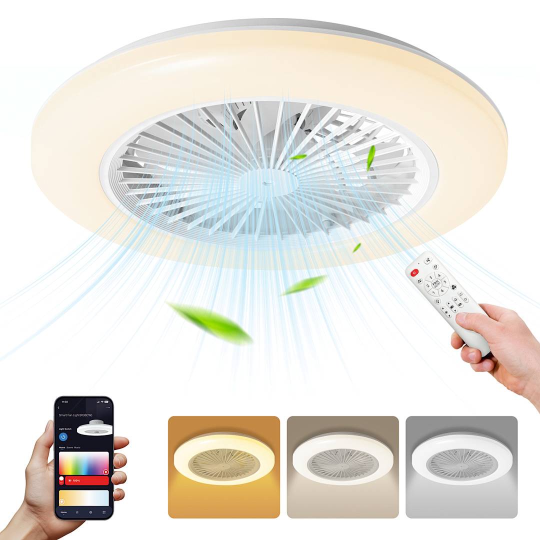 Deckenventilator LED Deckenlampe Ventilator mit Beleuchtung Fernbedienung Schlafzimmer Lüfter mit Fernbedienung Dimmbar