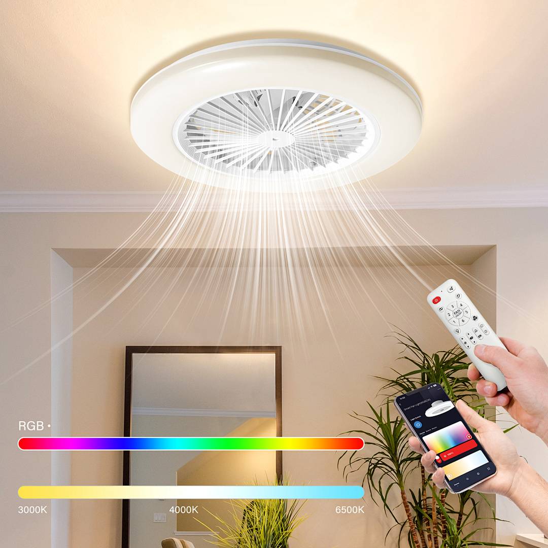 Deckenventilator LED Deckenlampe Ventilator mit Beleuchtung Fernbedienung Schlafzimmer Lüfter mit Fernbedienung Dimmbar