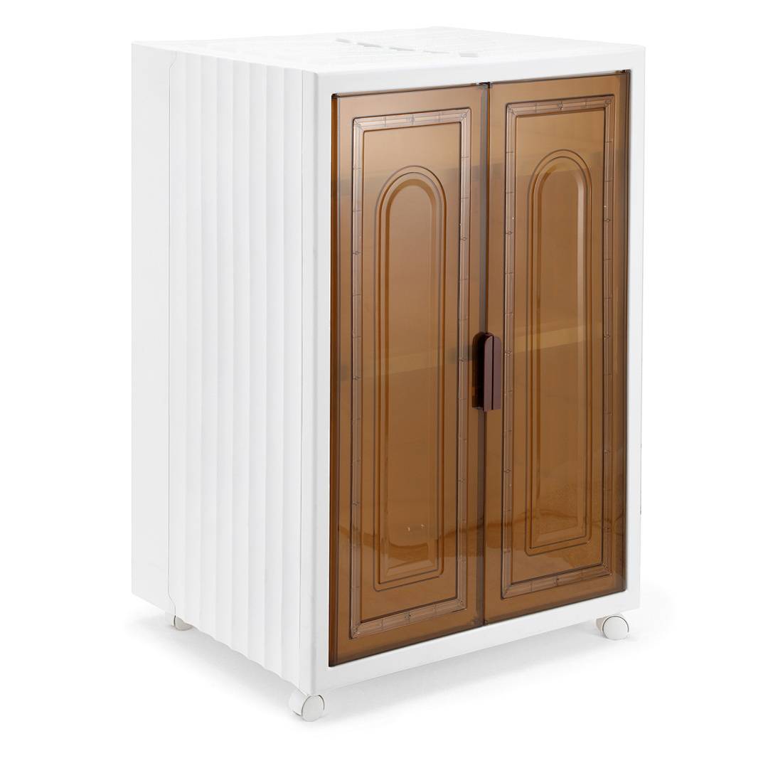 Aufbewahrungsbox mit Deckel mit Türen & Rädern Groß Faltbare Lagerbox Schrank Tragbarer Transparent 3Fl