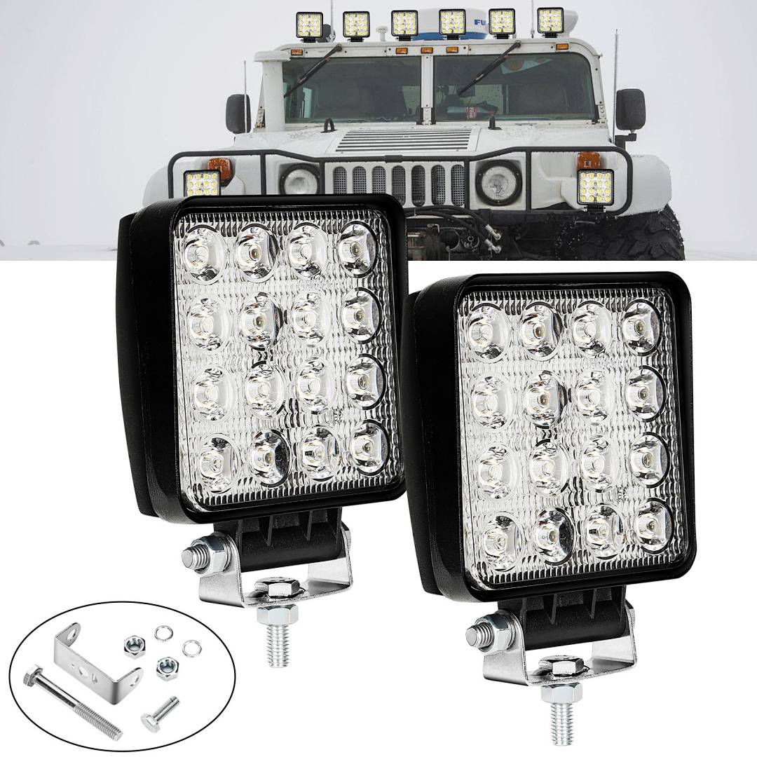 LED Arbeitsscheinwerfer Scheinwerfer 2X 48W 12V 24V Zusatzscheinwerfer Strahler Flutlicht Beleuchtung Rückfahrscheinwerfer Lampe