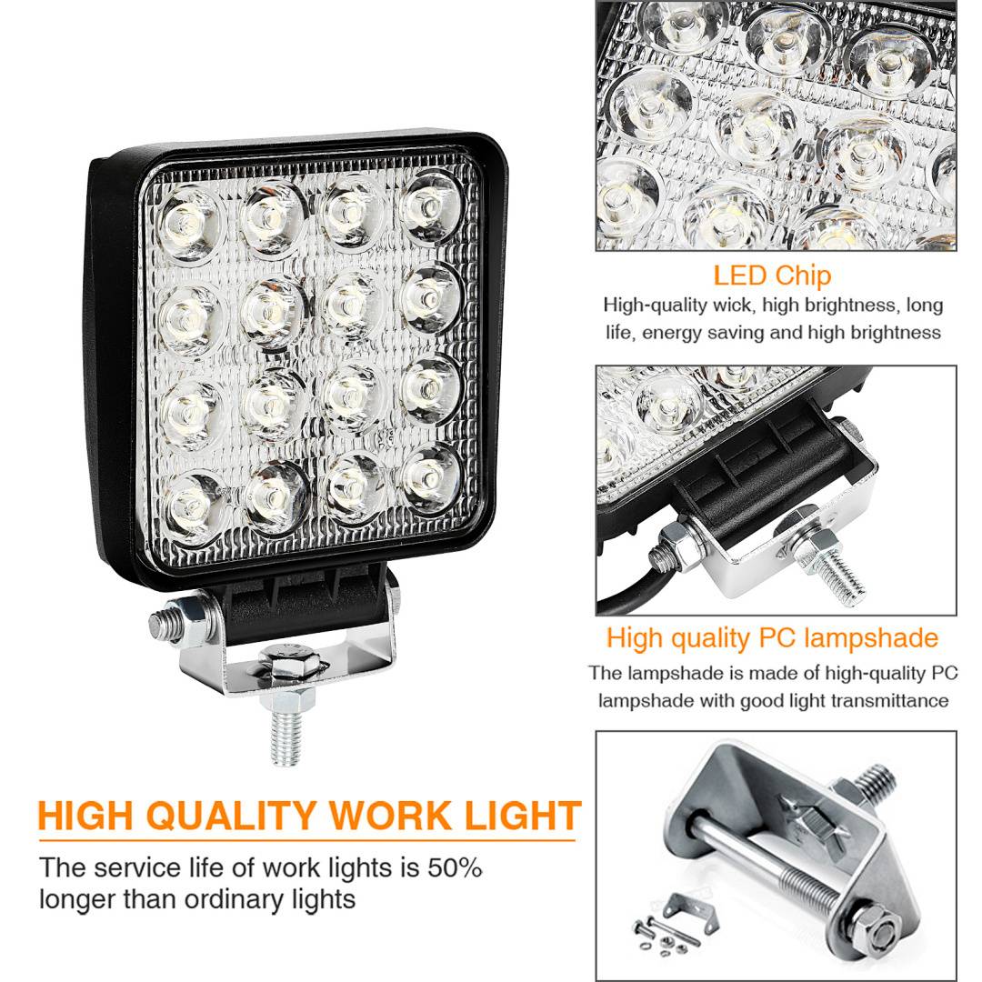 LED Arbeitsscheinwerfer Scheinwerfer 2X 48W 12V 24V Zusatzscheinwerfer Strahler Flutlicht Beleuchtung Rückfahrscheinwerfer Lampe
