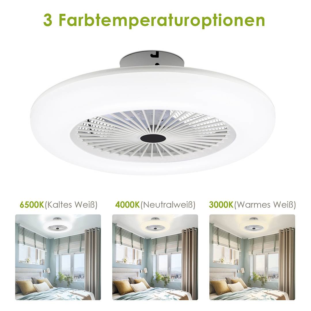 80W Deckenventilator mit Fernbedienung LED Beleuchtung Deckenlampe Licht Lüfter Lampe Fan