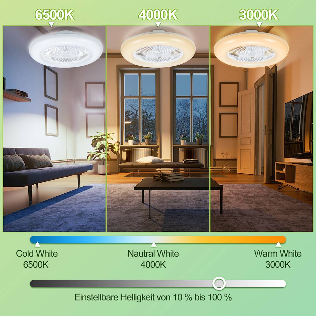 80W Deckenventilator mit Fernbedienung LED Beleuchtung Deckenlampe Licht Lüfter Lampe Fan