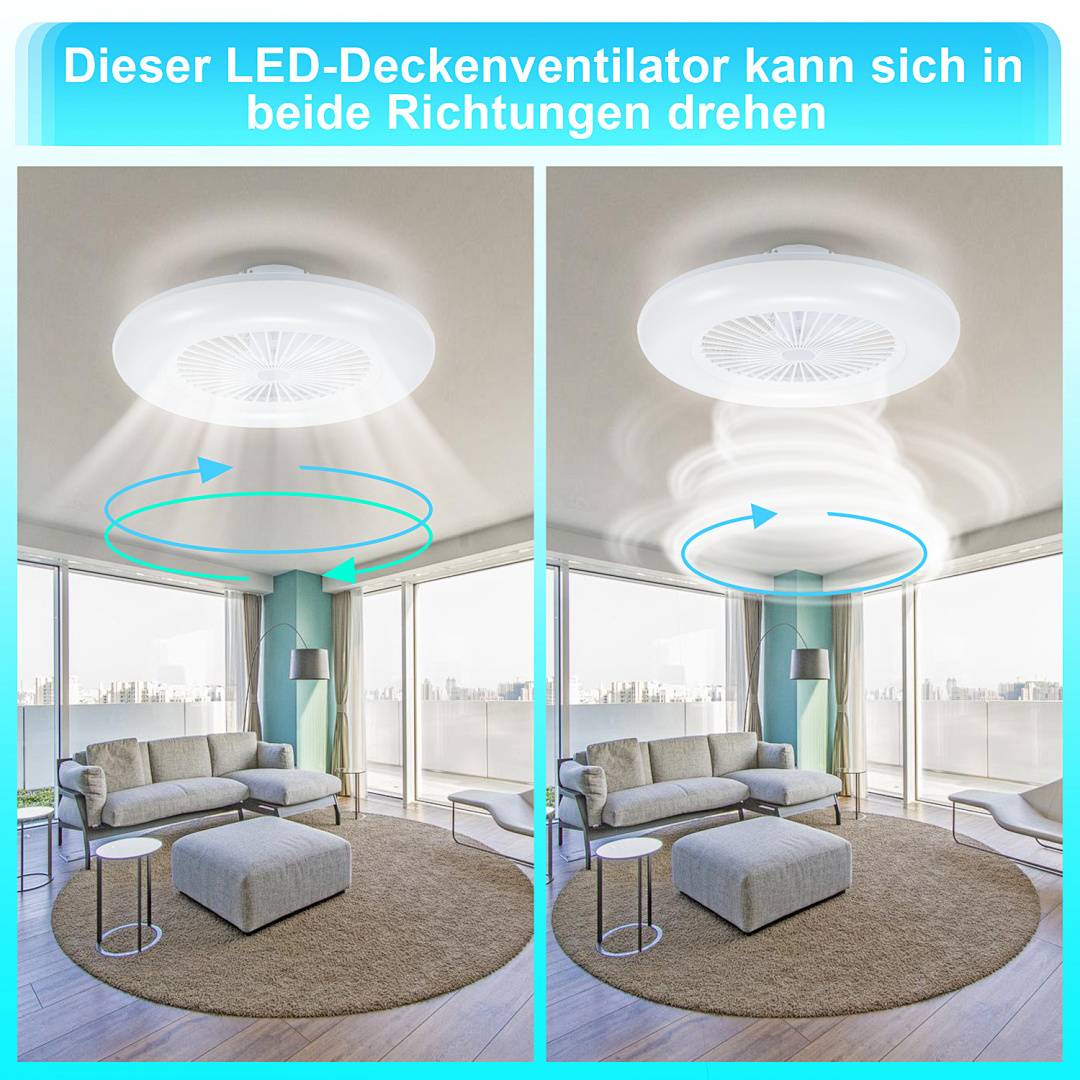 80W Deckenventilator mit Fernbedienung LED Beleuchtung Deckenlampe Licht Lüfter Lampe Fan