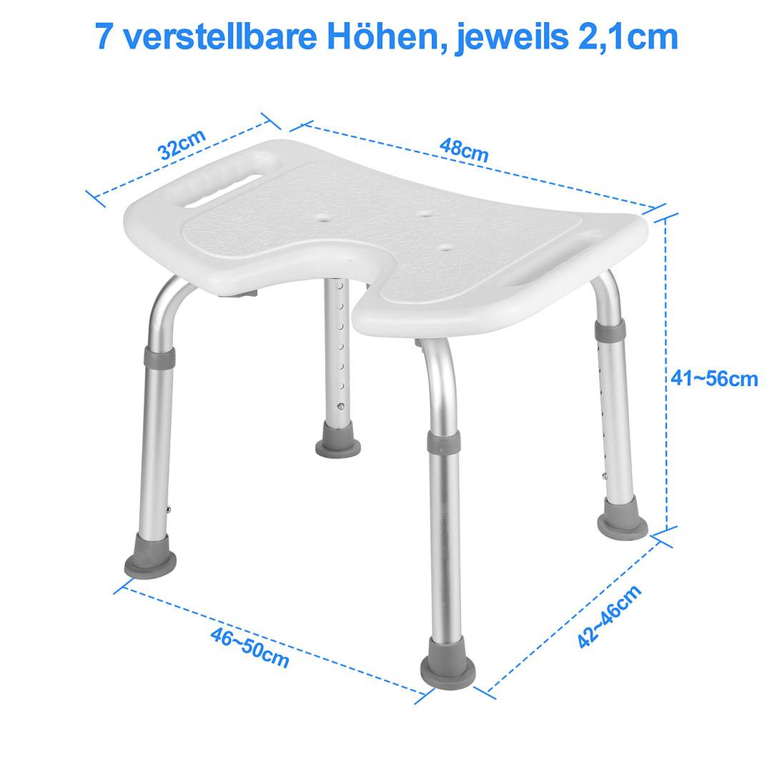Badhocker Duschhocker Höhenverstellbarer Badestuhl Verstellbar Badehilfe Duschstuhl Quadrat Duschsitz