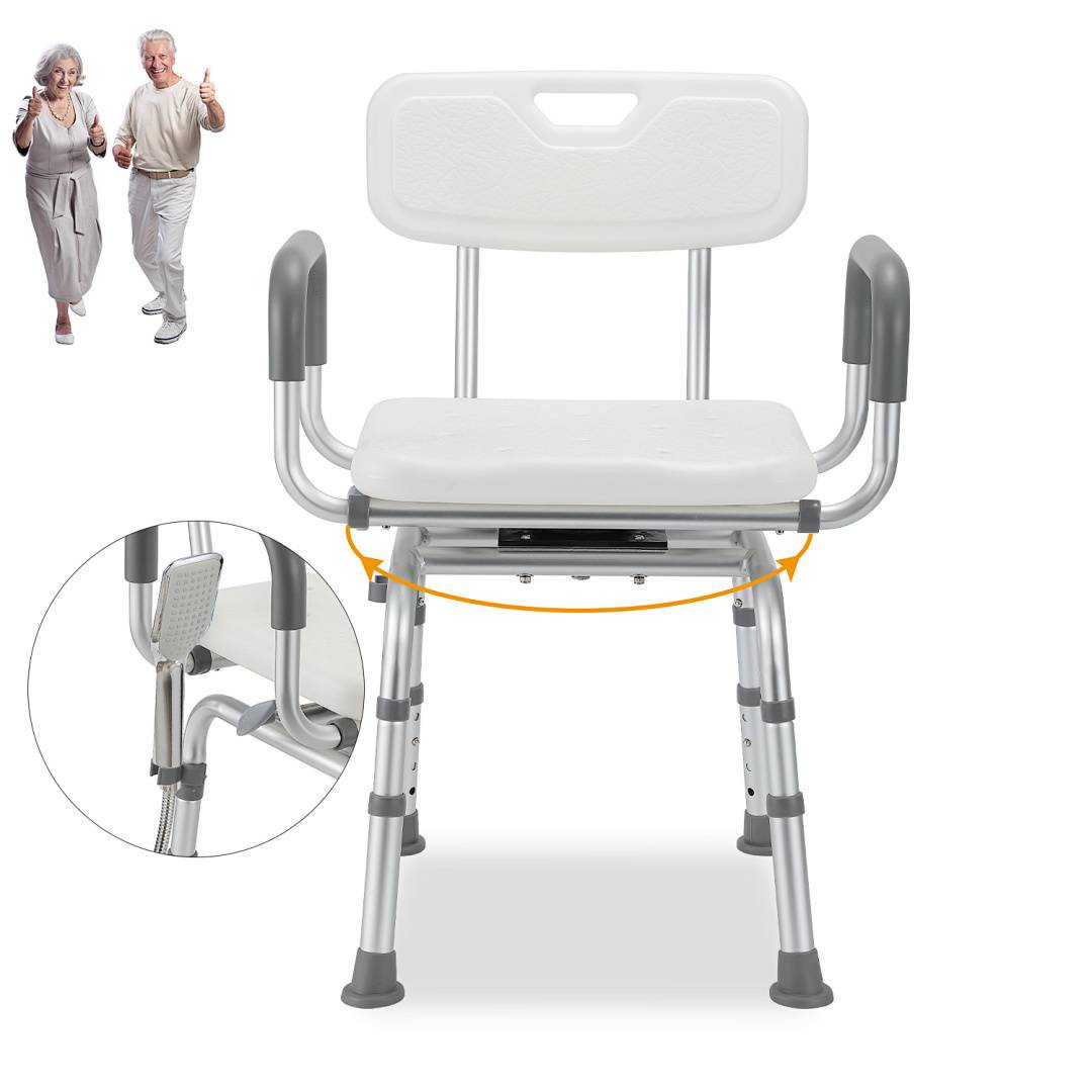 Badhocker Duschhocker Höhenverstellbarer 360° Drehbar Badestuhl Verstellbar Badehilfe Duschstuhl Quadrat Duschsitz