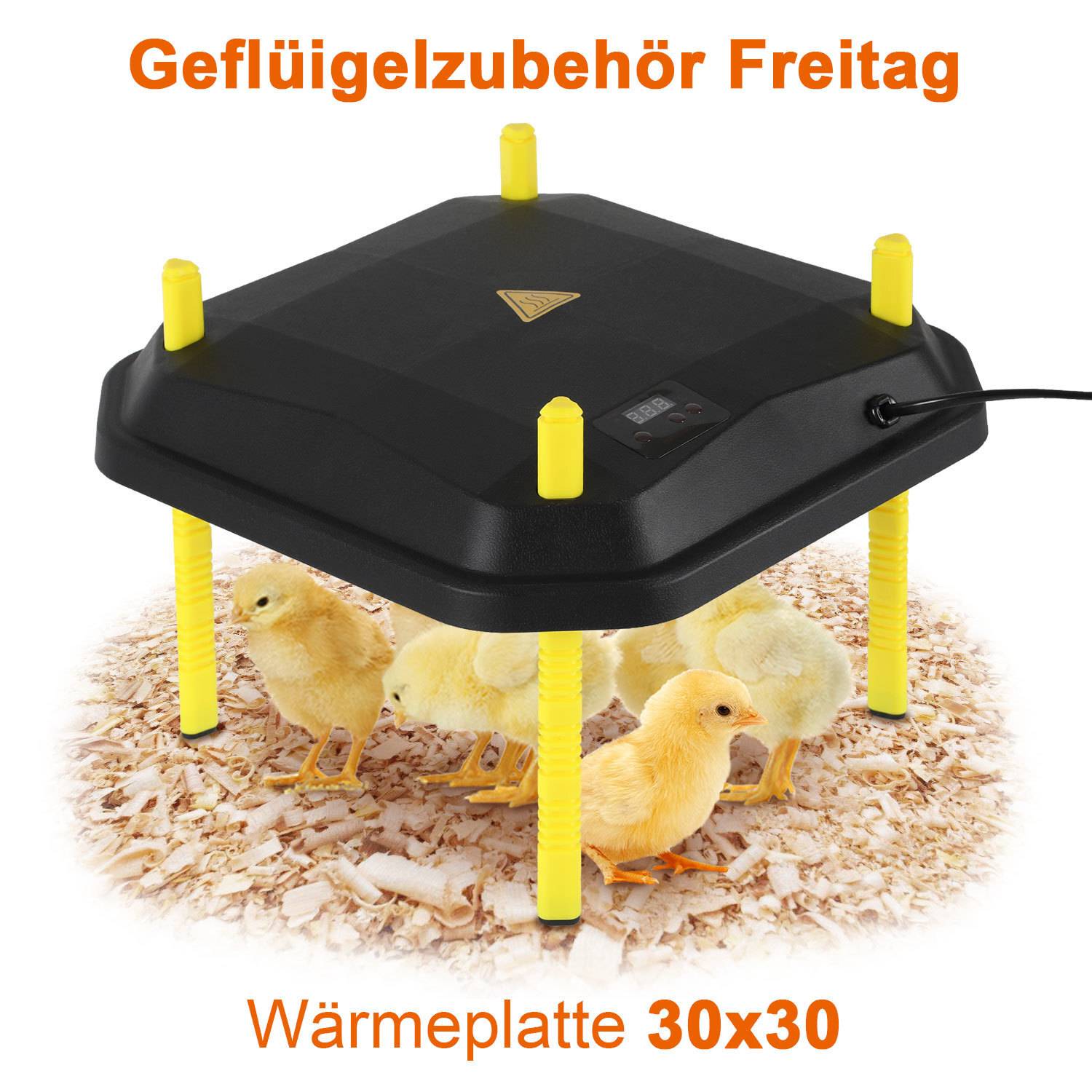 Küken-Wärmeplatte 40x40cm 42W mit Temperaturregler - Schwarz/Gelb für Hühner & Geflügel