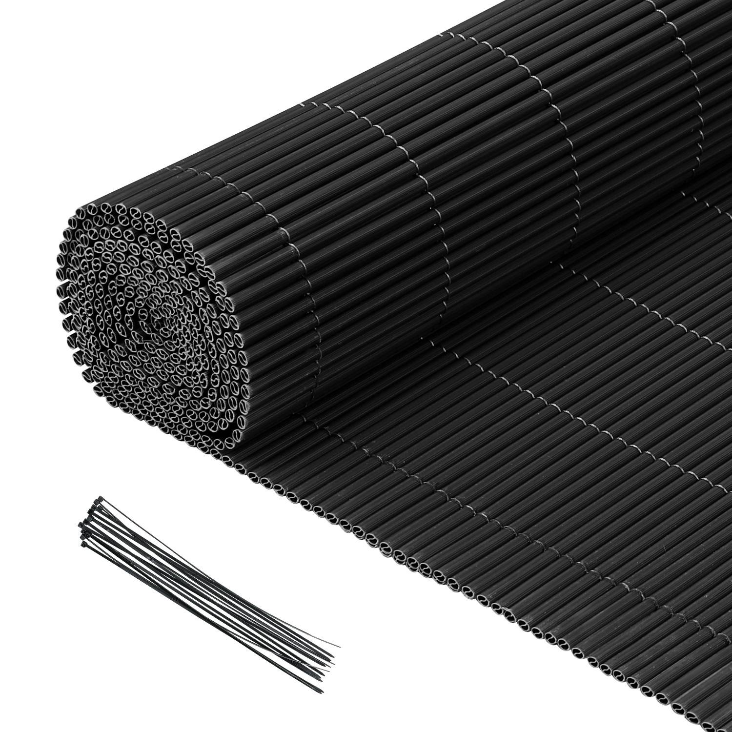 80x800cm PVC Sichtschutzmatte Bambus Sichtschutz Garten Sichtschutzzaun Balkon Zaun Windschutz Balkonverkleidung Grau
