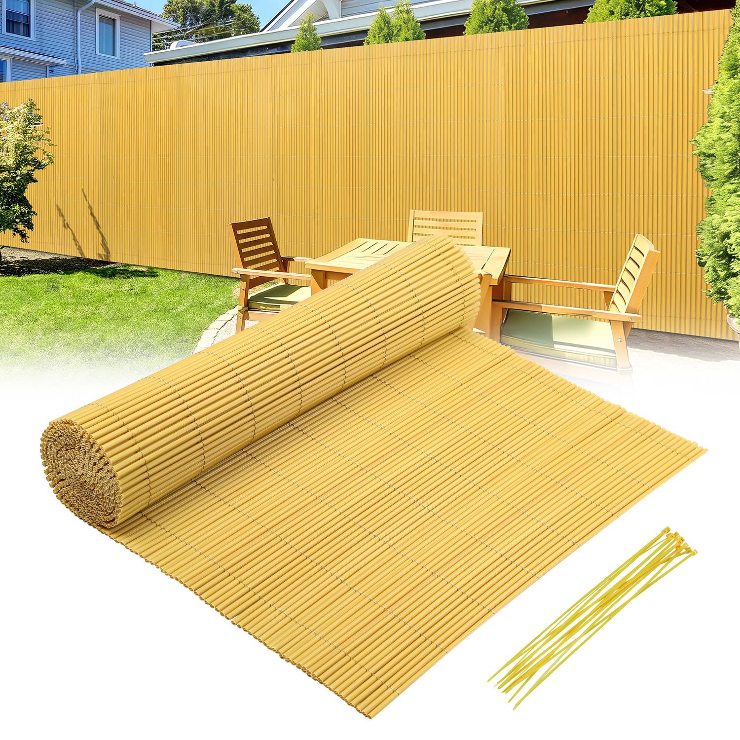 90x300cm PVC Sichtschutzmatte Bambus Sichtschutz Garten Sichtschutzzaun Balkon Zaun Windschutz Balkonverkleidung Bambus