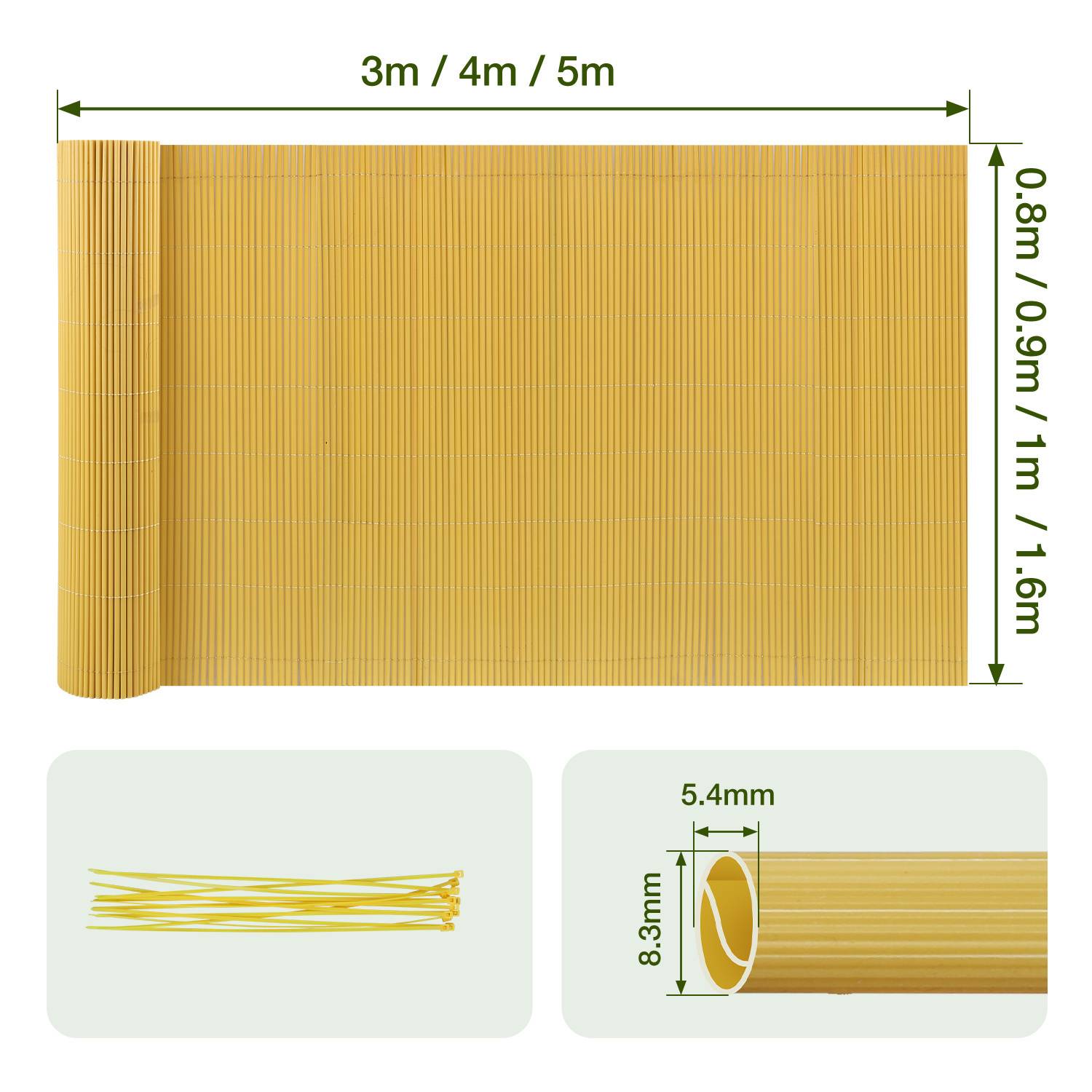 90x500cm PVC Sichtschutzmatte Bambus Sichtschutz Garten Sichtschutzzaun Balkon Zaun Windschutz Balkonverkleidung Bambus