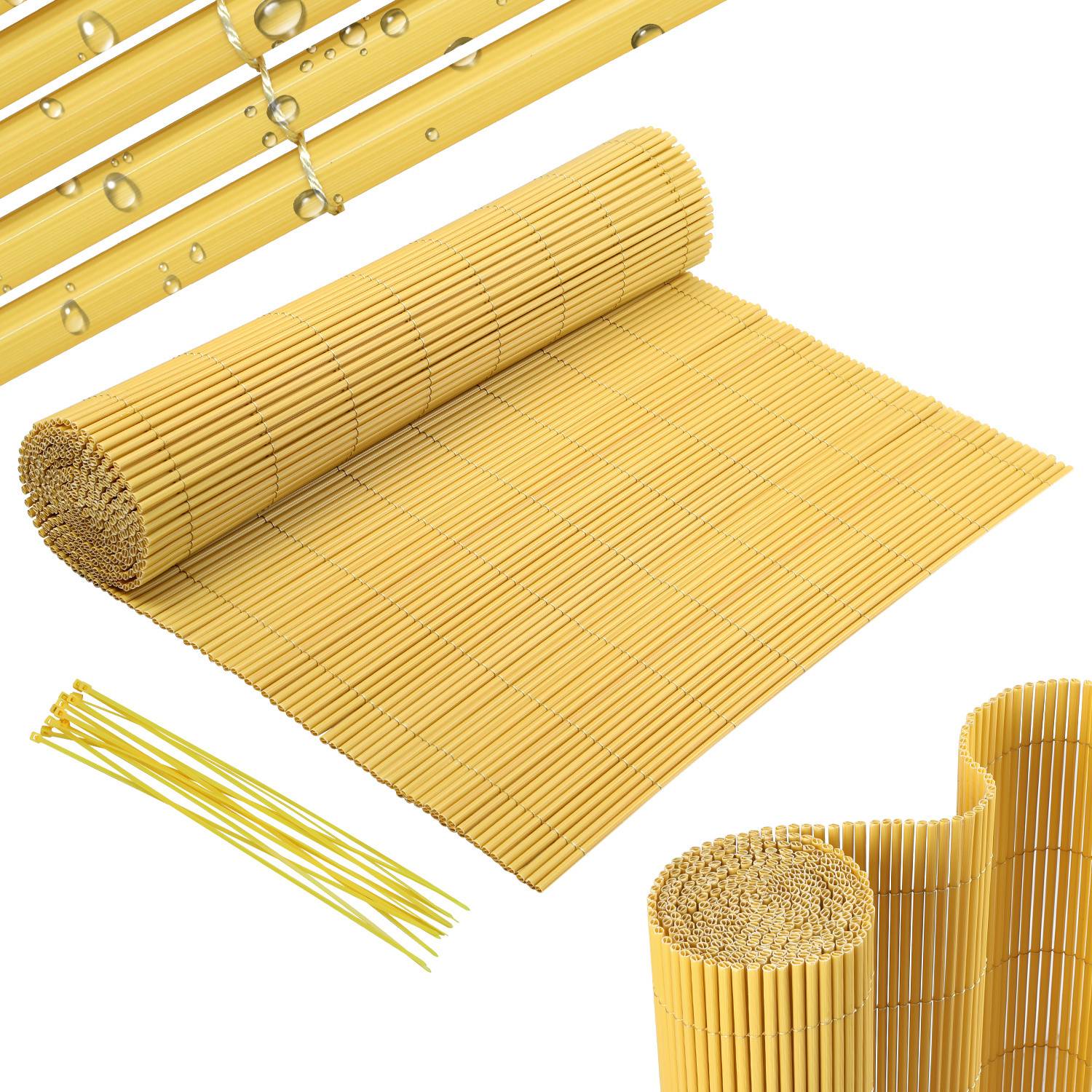 80x400cm PVC Sichtschutzmatte Bambus Sichtschutz Garten Sichtschutzzaun Balkon Zaun Windschutz Balkonverkleidung Bambus
