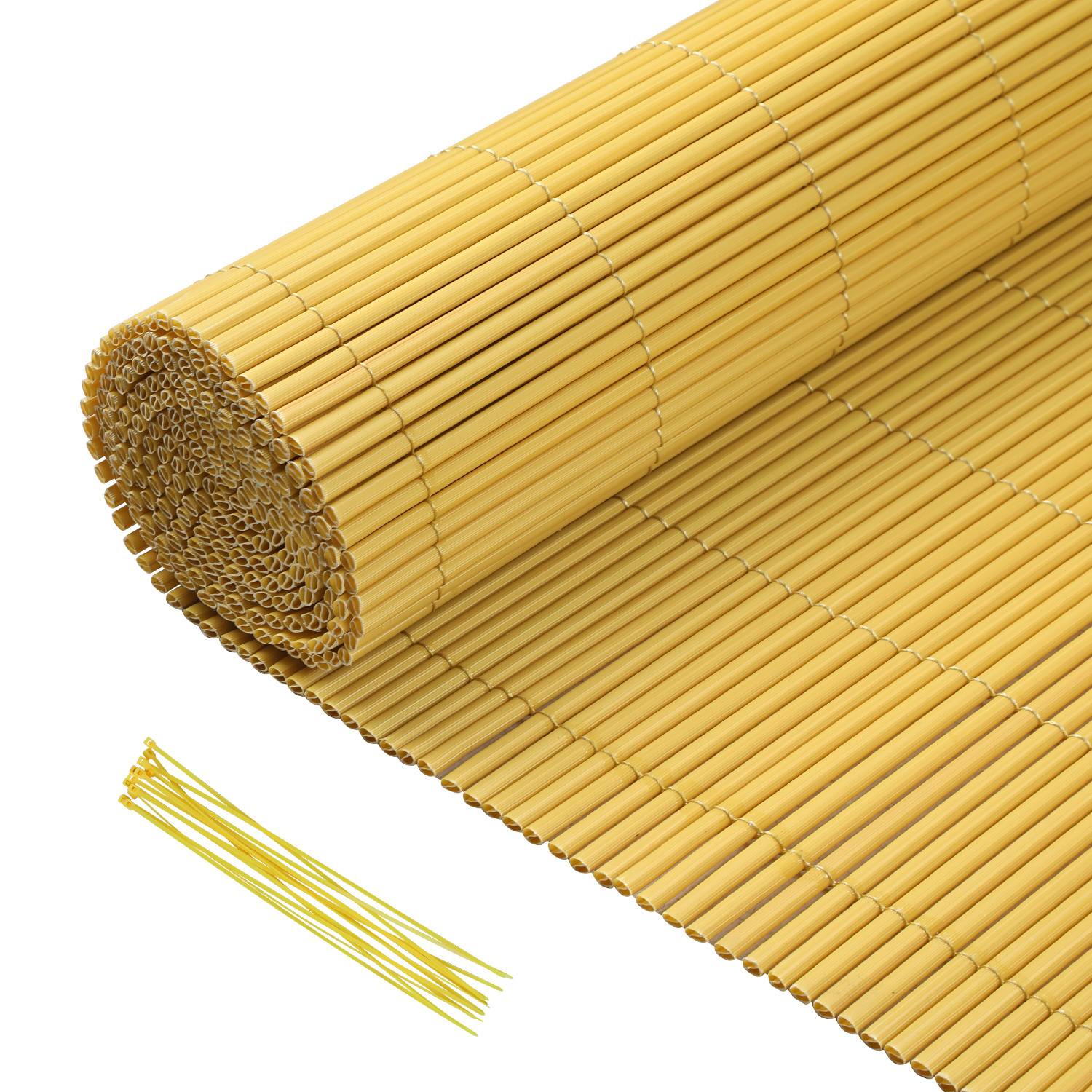 90x500cm PVC Sichtschutzmatte Bambus Sichtschutz Garten Sichtschutzzaun Balkon Zaun Windschutz Balkonverkleidung Bambus