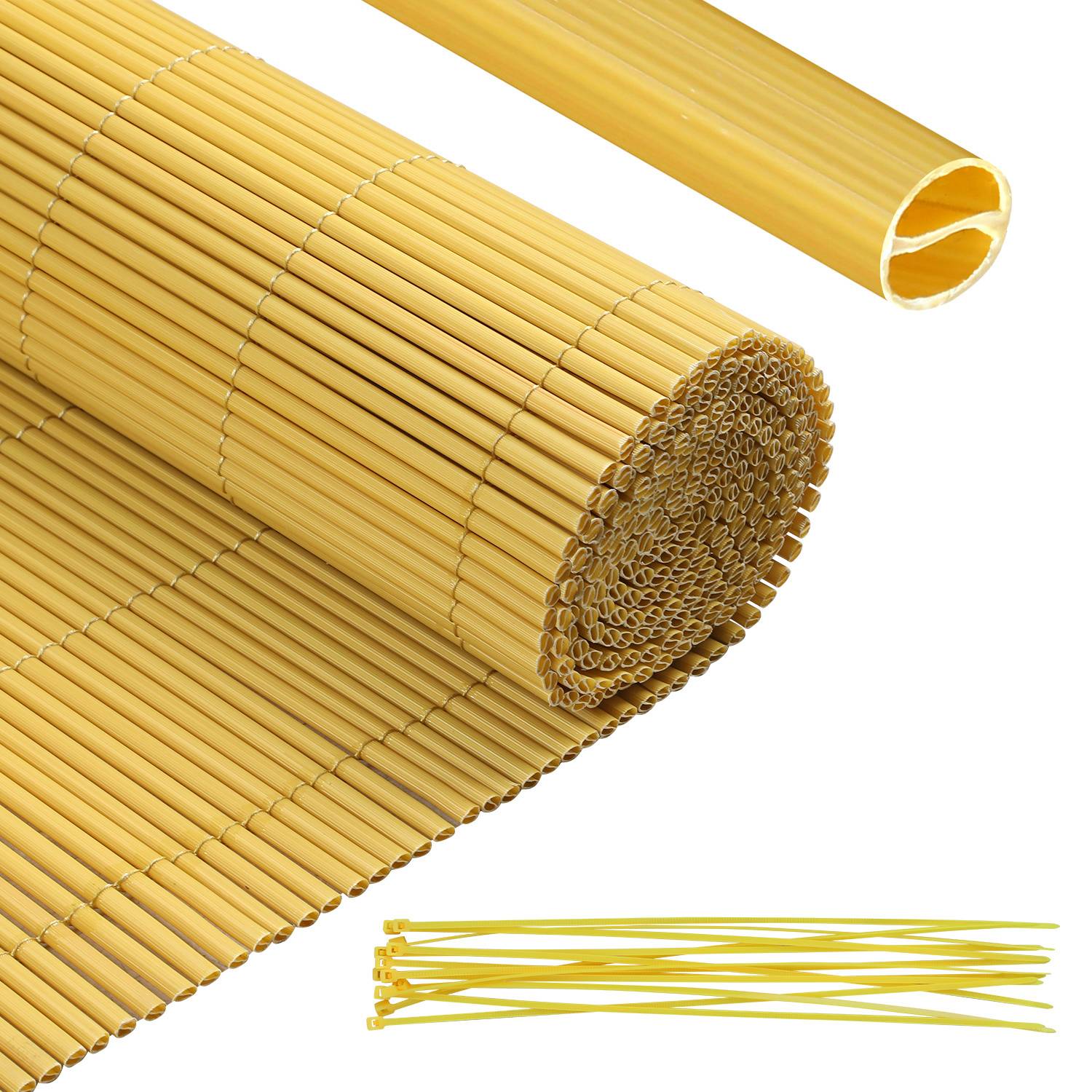 100x1000cm PVC Sichtschutzmatte Bambus Sichtschutz Garten Sichtschutzzaun Balkon Zaun Windschutz Balkonverkleidung Bambus