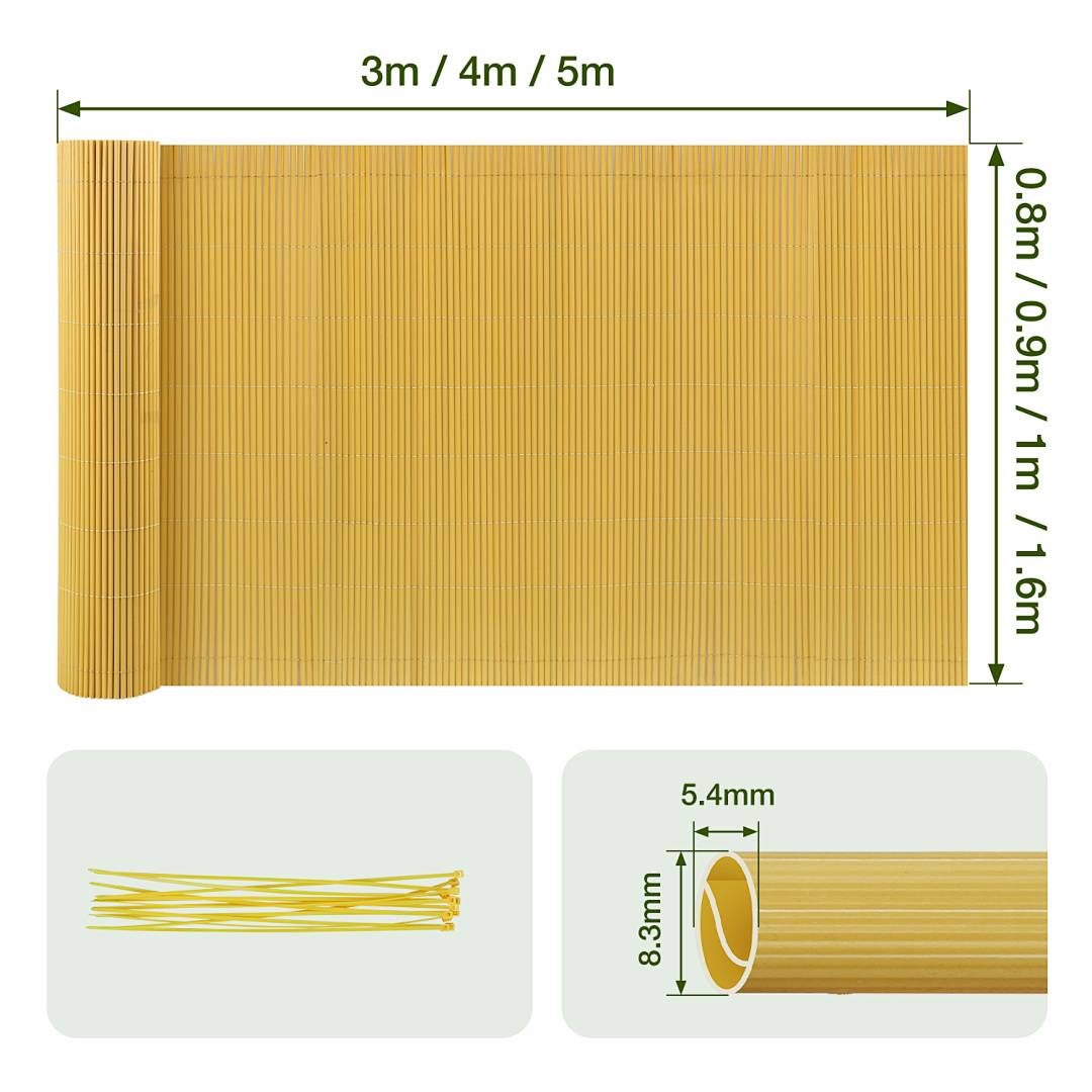 PVC Sichtschutzmatte 80x800 cm, Bambus, UV-beständig, Wasserdicht