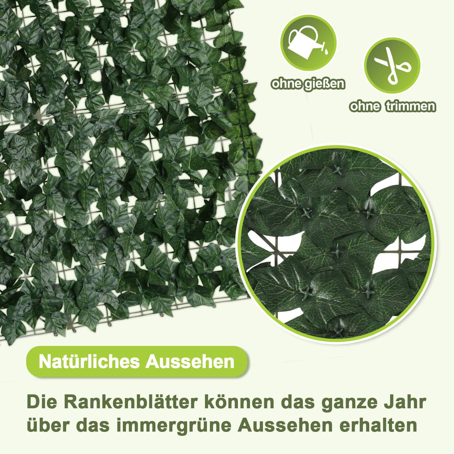 Künstliche Hecke Sichtschutzhecke Terrasse Wanddekoration Wanddekoration Wassermelonenblätter 300 x 100 cm