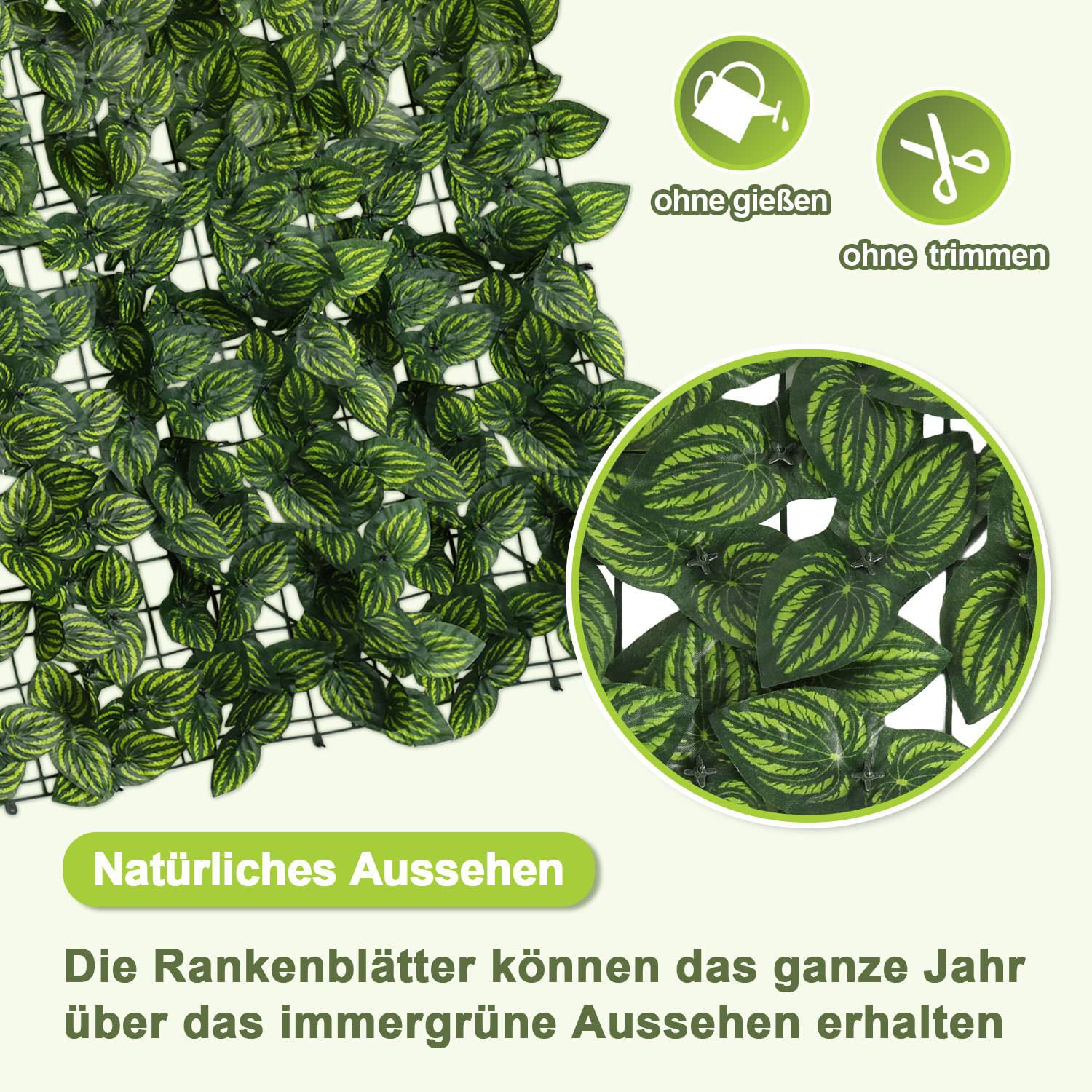 Künstliche Hecke Sichtschutzhecke Terrasse Wanddekoration Wanddekoration Hellgrün 300 x 100 cm
