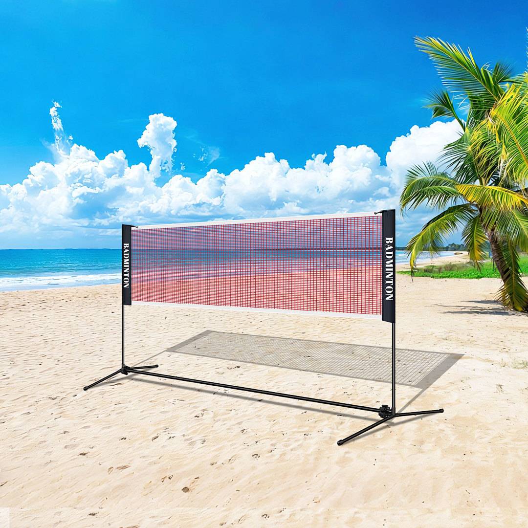 3,1m Tragbares Badmintonnetz, höhenverstellbar 85-155cm, Polypropylen Netz & Verzinktes Gestell, mit Transporttasche für Indoor & Outdoor