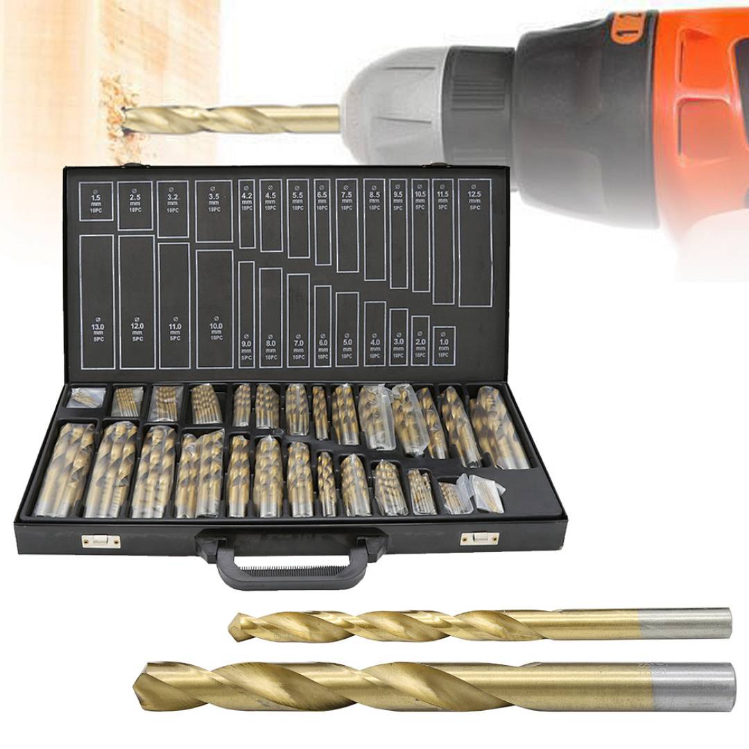 Spiralbohrer 230 tlg Stahlbohrer Metallbohrer 1- 13mm Spiral-Bohrer Holz HSS TITAN Bohrer Set DIN338