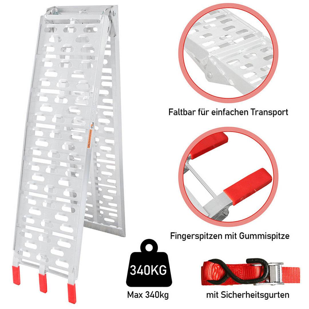 Auffahrrampe Auffahrschiene Klappbar Verladerampe Verladeschiene Anhängerrampe Rampe Auffahrrampen Motorradrampe Laderampe