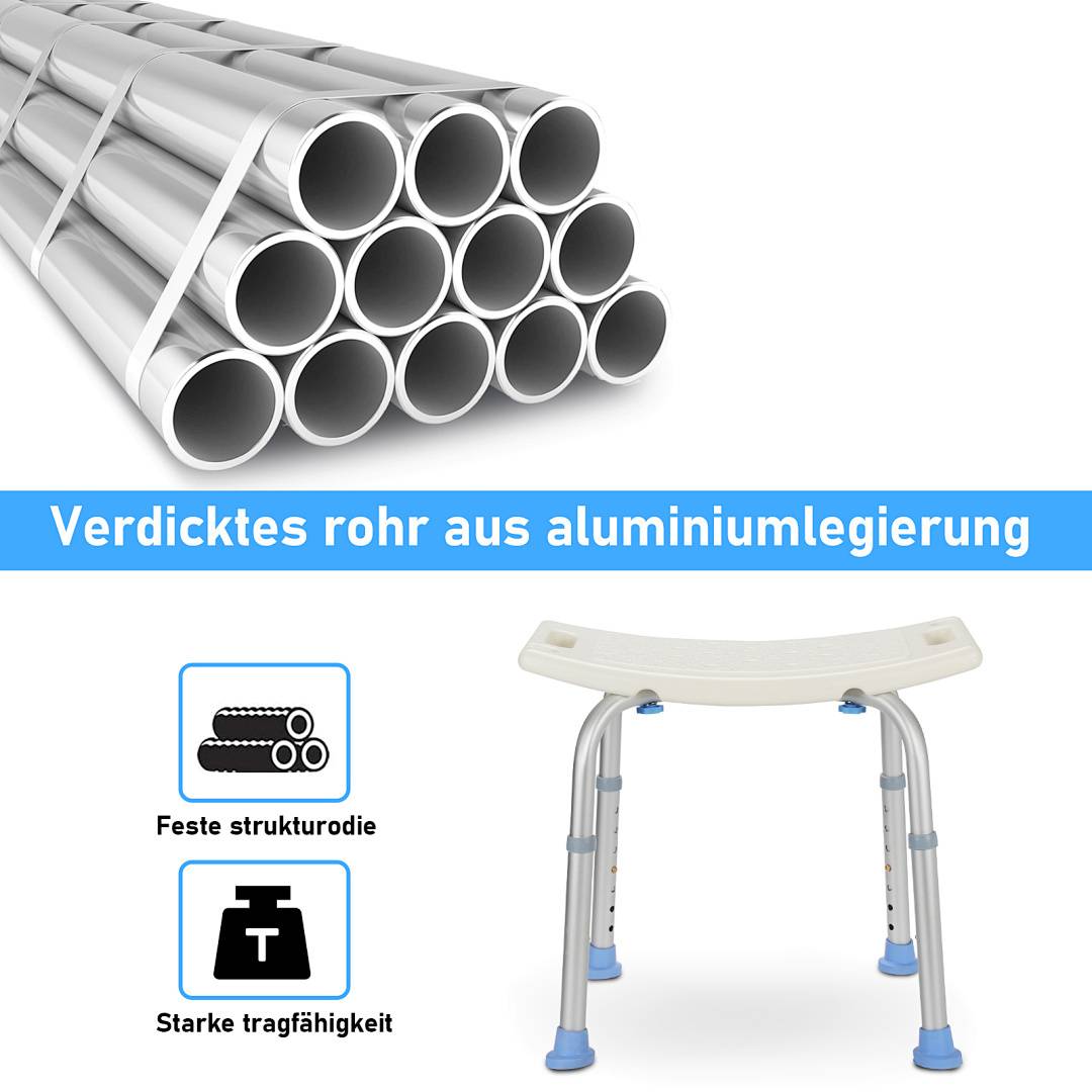 Badhocker Duschhocker höhenverstellbarer Badestuhl Verstellbar Badehilfe Duschstuhl Quadrat Duschsitz