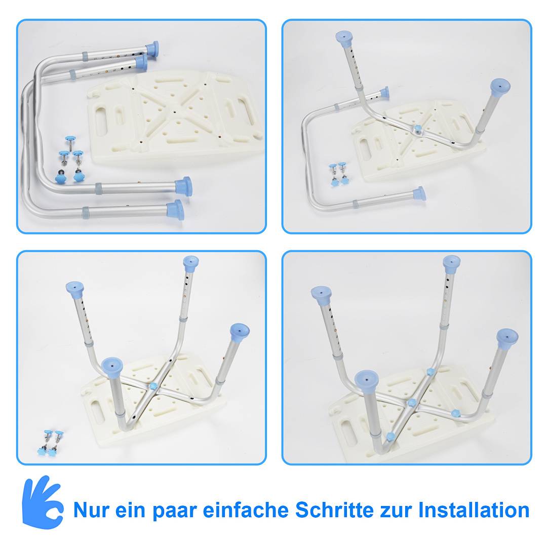 Badhocker Duschhocker höhenverstellbarer Badestuhl Verstellbar Badehilfe Duschstuhl Quadrat Duschsitz