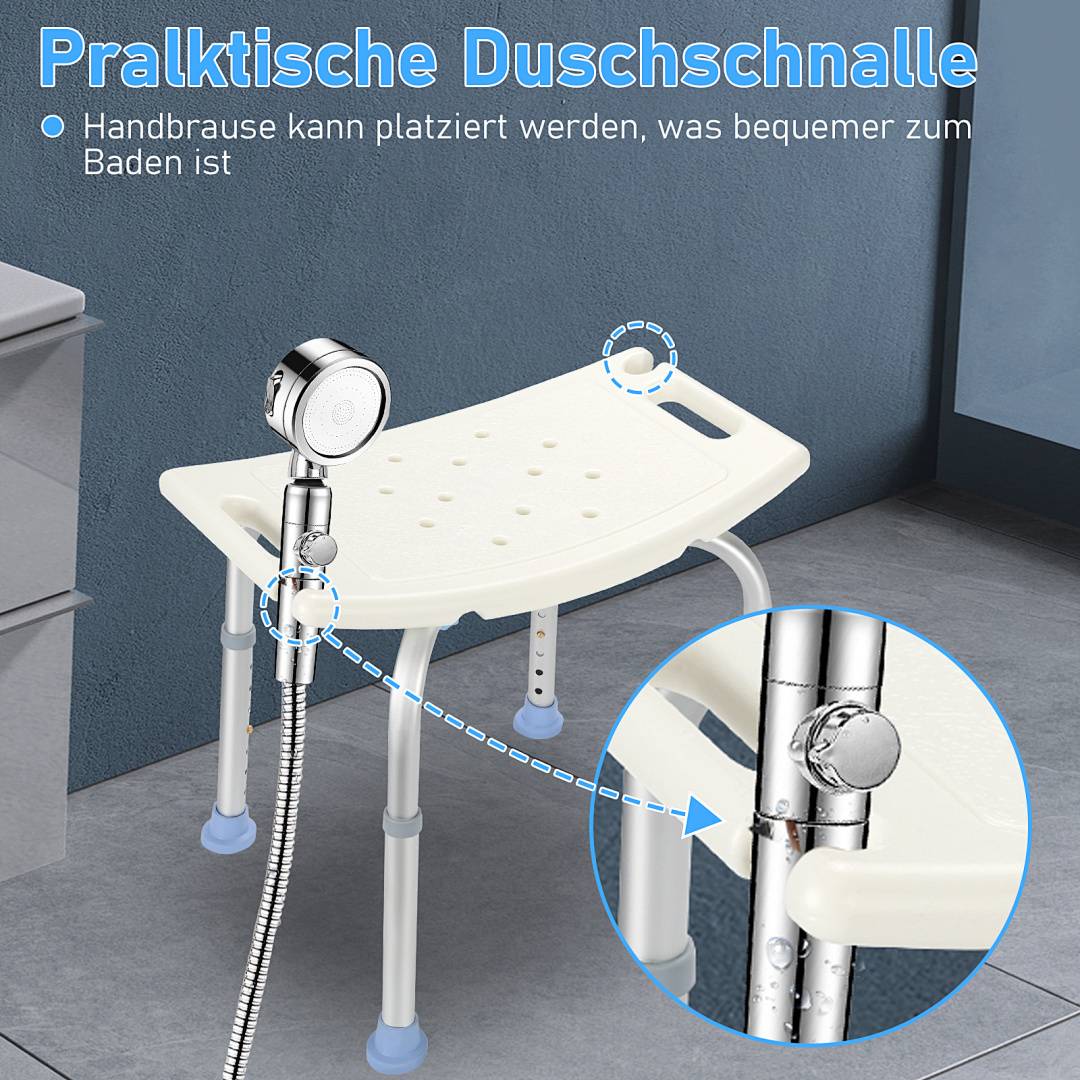 Badhocker Duschhocker höhenverstellbarer Badestuhl Verstellbar Badehilfe Duschstuhl Quadrat Duschsitz