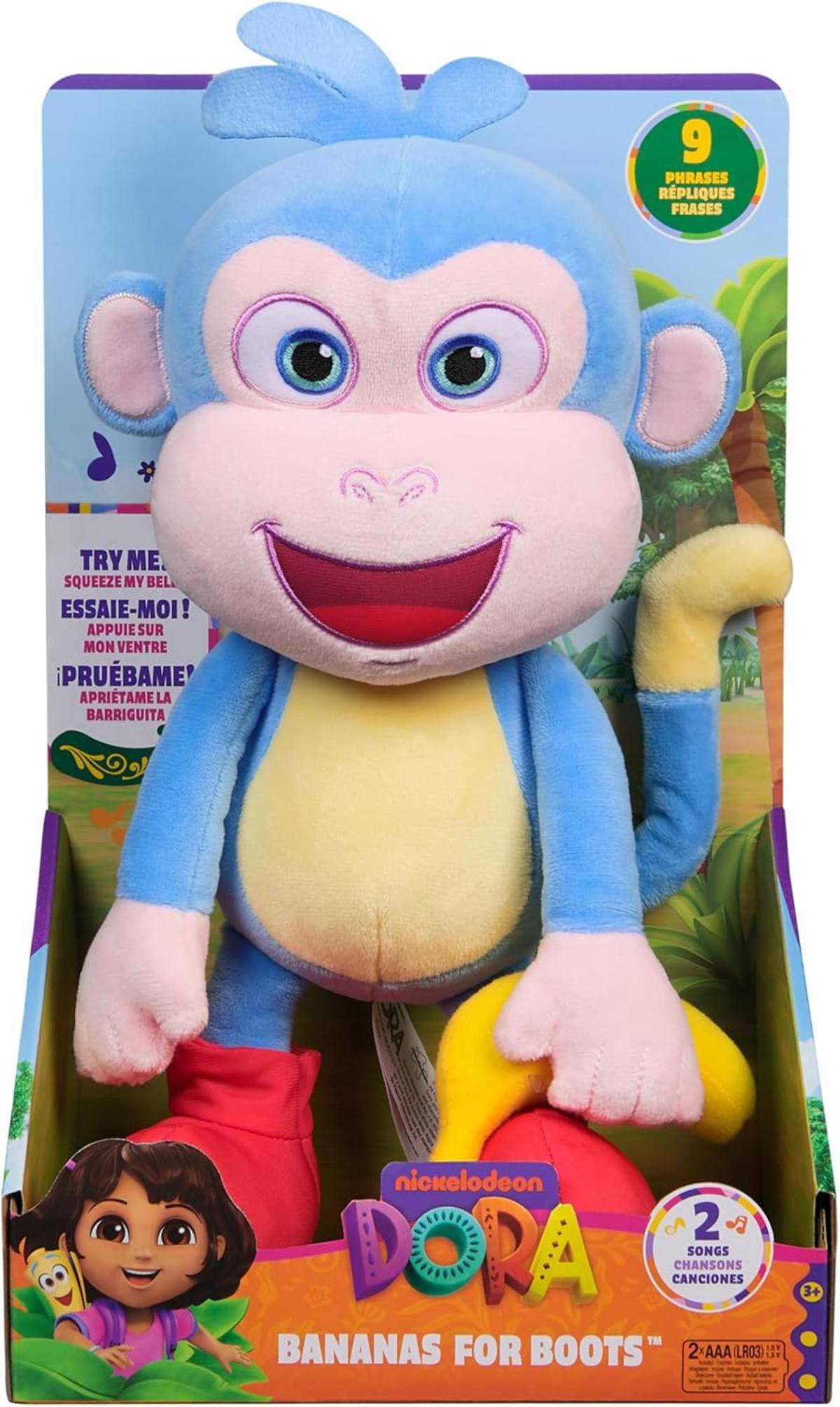 Dora Bananenfreund Boots 30 cm interaktive Plüschfigur 2 Lieder 9 Sätze 3+