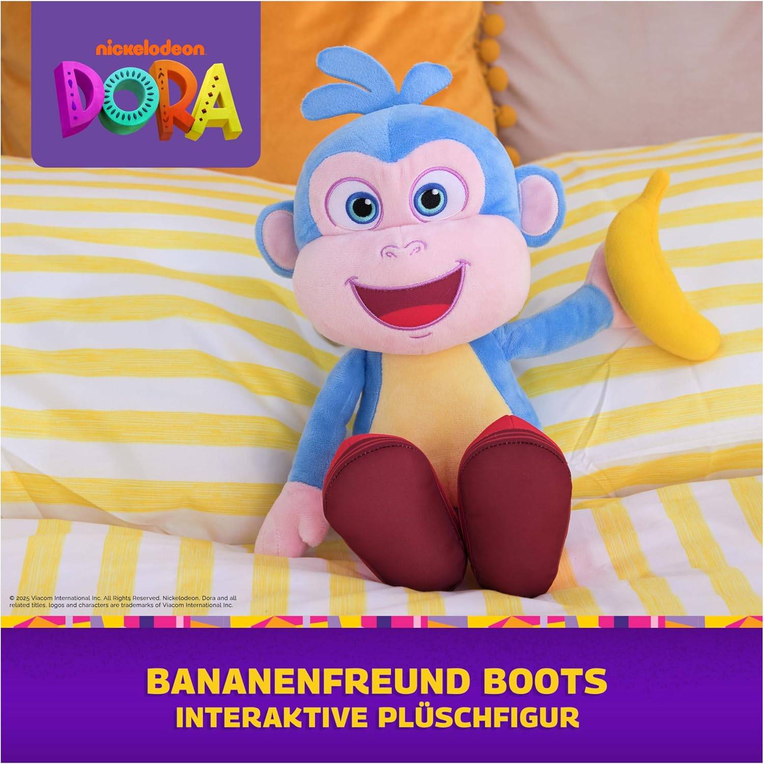 Dora Bananenfreund Boots 30 cm interaktive Plüschfigur 2 Lieder 9 Sätze 3+