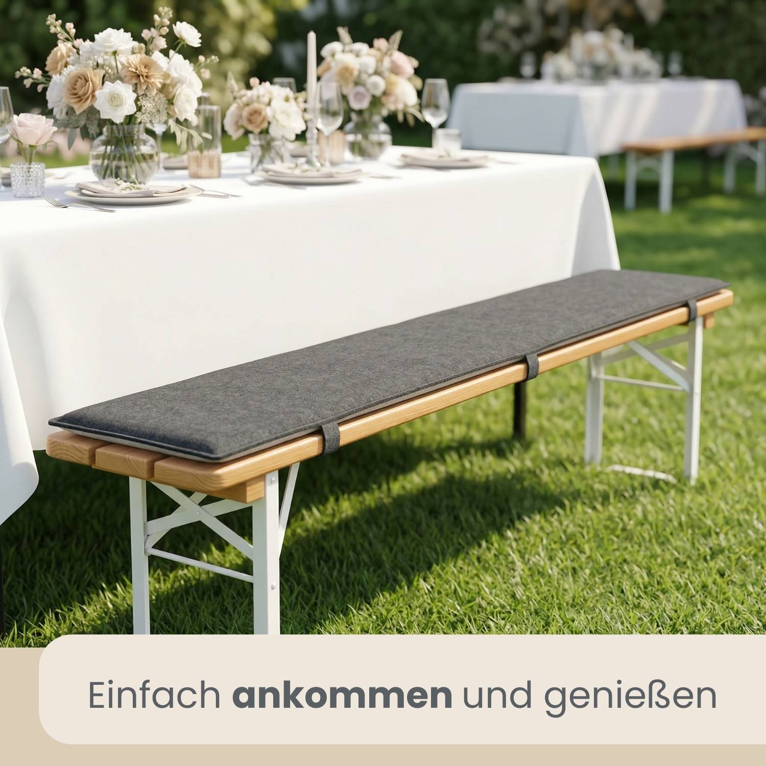 2er Set Bierbankauflage Filz 170x23cm - 1cm Sitzkissen Wendbar Garten Festzelt